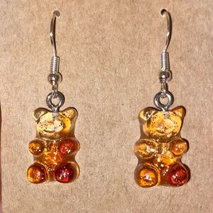 ☀️3/$9☀️ Brown and Clear Ombré Glitter Resin Gummy Bear Dangle Earring